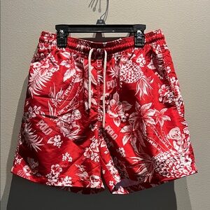 Polo by Ralph Lauren Red Tropical Men's Swim Trunks